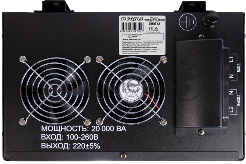 Cтабилизатор ЭНЕРГИЯ VOLTRON 20000 по точности: 105-265В по защите: 95-280В