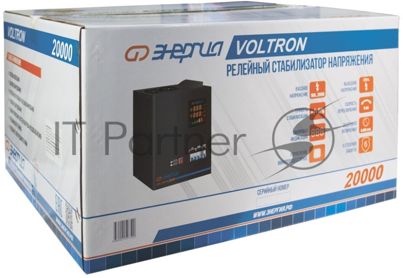 Cтабилизатор ЭНЕРГИЯ VOLTRON 20000 по точности: 105-265В по защите: 95-280В