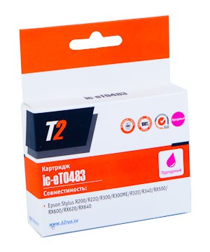 Расходные материалы T2 C13T048340 (IC-ET0483) Картридж T2 для Stylus Photo R200/R300/RX500/RX600, пурпурный, с чипом