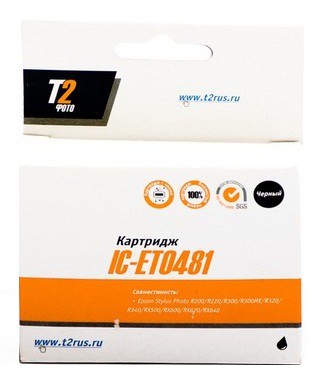 Расходные материалы T2 C13T048140 (IC-ET0481) Картридж T2 для Stylus Photo R200/R300/RX500/RX600, черный, с чипом