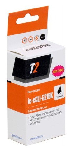 Расходные материалы T2 CLI-521BK (IC-CCLI-521BK) Картридж T2 для Canon MP540/620/630/980/PIXMA iP4700, черный, с чипом