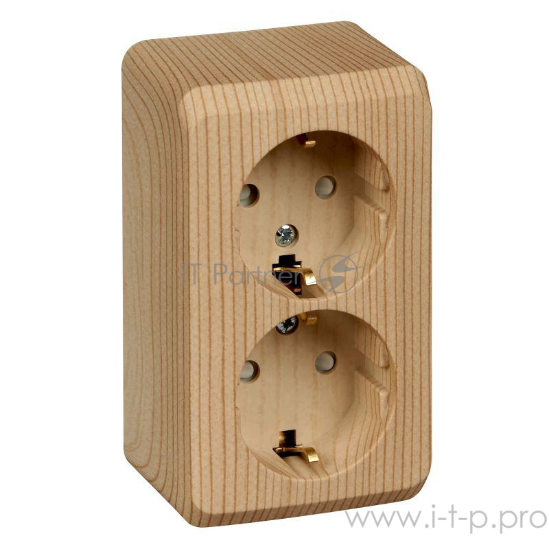 Schneider-electric PA16-008D ЭТЮД О/У двойная РОЗЕТКА с заземлением со шторками 16А 250B, СОСНА, Россия