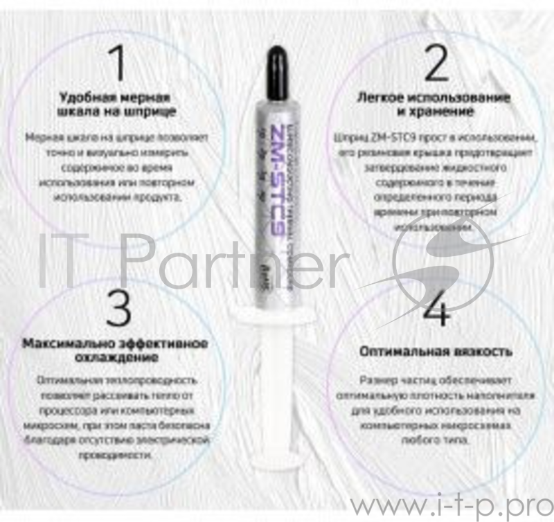 Кулер Zalman ZM-STC9 superconducting thermal compound, thermal conductivity 9.1W/m-k, viscosity 250Pa.s