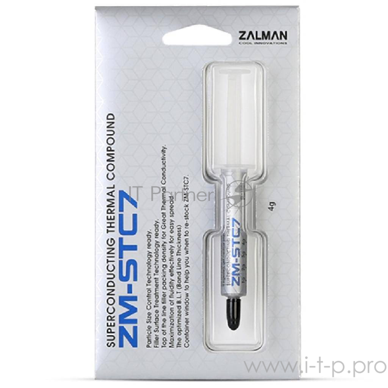 Кулер Zalman ZM-STC7 superconducting thermal compound, thermal conductivity 7.2W/m-k, viscosity 220Pa.s