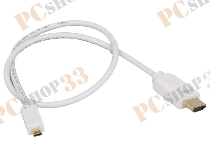 Кабель HDMI1.4<->micro-HDMI Flextron CHH-HOM-AMDM-AWP-0.5-01-P2 34AWG, белый (0.5м)