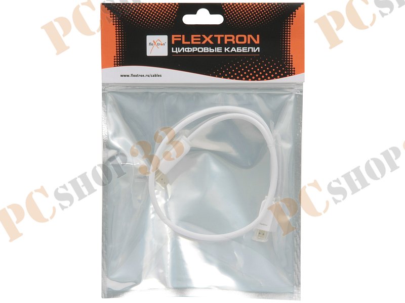 Кабель HDMI1.4<->micro-HDMI Flextron CHH-HOM-AMDM-AWP-0.5-01-P2 34AWG, белый (0.5м)