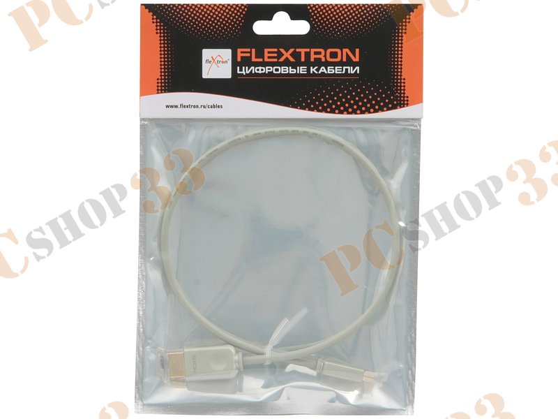 Кабель HDMI1.4<->micro-HDMI Flextron CHH-HOM-AMDM-AWPM-0.5-01-P2 34AWG, серый (0.5м)
