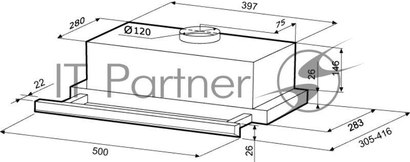 Вытяжка встраиваемая Krona Kamilla 500 slim нержавеющая сталь управление: кнопочное (1 мотор)