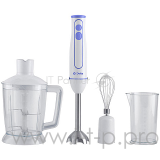 Блендер DELTA DL-7042B белый/сир : 600 Вт,Турбо, насад д/смешиван, венчик, измельчит (Россия)(6)