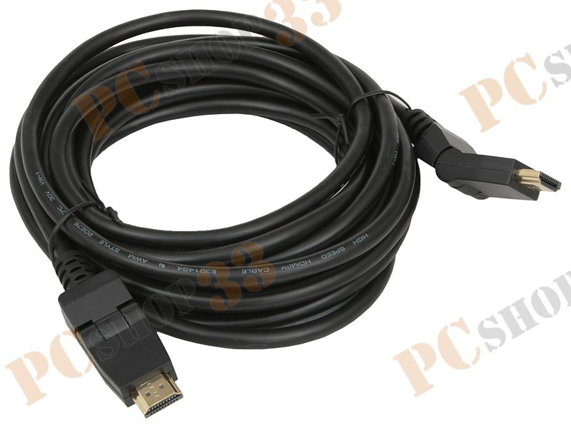 Кабель HDMI Flextron Базовый CHH-ROT-AMAM-5.0-01-P1, 30AWG, с поворотными разъемами, позолоченные контакты (5.0м)