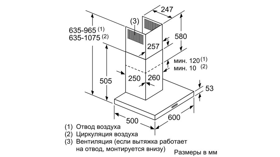 Вытяжка встраиваемая Bosch DWB66BC50 нержавеющая сталь