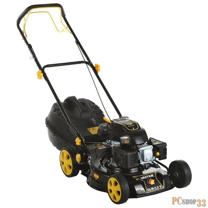 Газонокосилка Huter GLM-5.0 S Газонокосилка бензиновая { 5,5 л/с, самоходная, 4-х тактный, бак 1,2 л, высота среза/ширина 20-85/460 мм, 5 уровневая центр. Регул., объем травосборника 60 л }