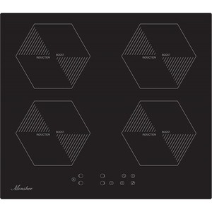 Индукционная варочная поверхность MONSHER Индукционная, Индукционная варочная поверхность стеклокерамическая,ширина 60 см, 4 зоны (2х180 мм/1200 (Booster 1500) Вт -2х180 мм/1500 (Booster 2000)Вт), электронное сенсорное управление, 9 уровней мощности