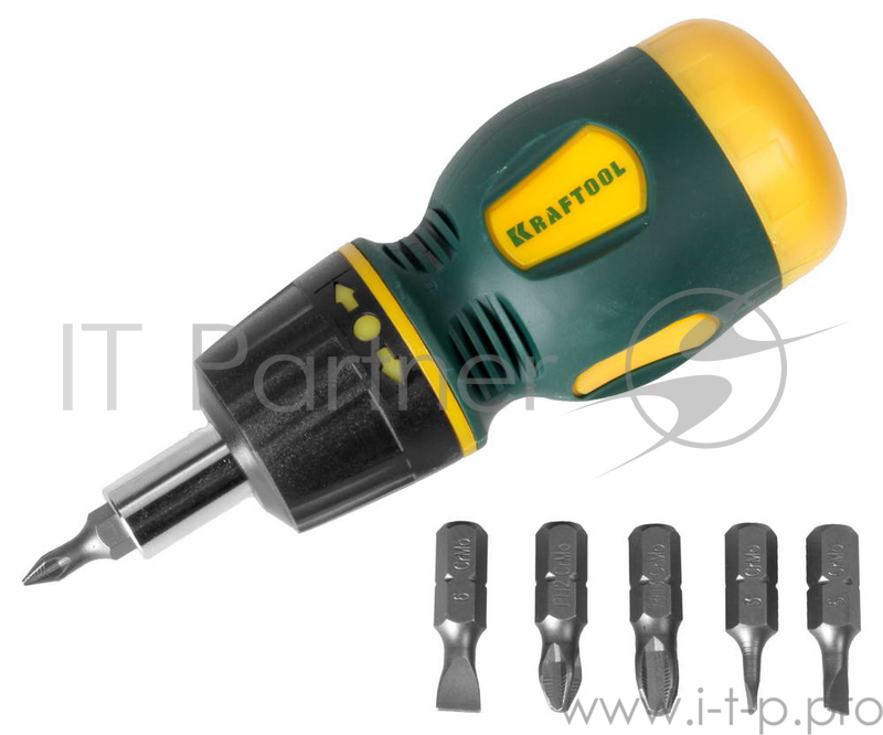 Набор KRAFTOOL EXPERT 26190-H7 отвертка реверсивная с Cr-V битами SL3/5/6мм PH1/2/3 7шт