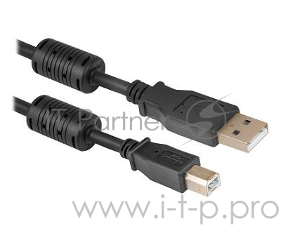 Кабель USB2.0 соединительный USB A-B Defender USB04-06PRO 87430, с позолоченными контактами, с ферритовыми кольцами, экранированный (1.8м)
