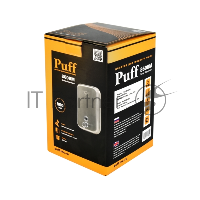 Дозатор PUFF 1402.096 для жидкого мыла из нерж. стали матовый -8608m 800ml