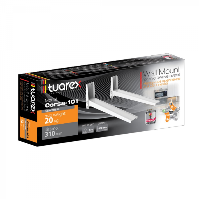 Кронштейн для СВЧ-печей Tuarex CORSA-101 white, max 20 кг, настенный, от стены 310 мм.