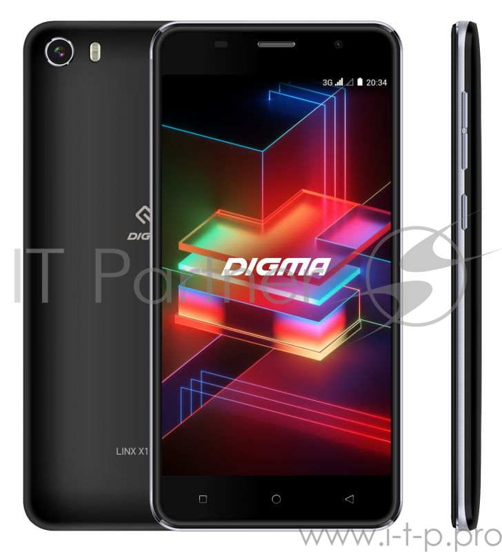 Смартфон Digma X1 Pro 3G Linx 16Gb 2Gb черный моноблок 3G 2Sim 5