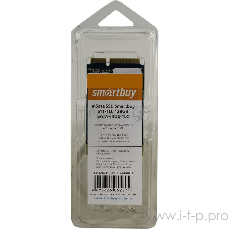 Твердотельный накопитель SSD 2.5 128GB Smartbuy (mSata,TLC,SATA-III,3D) (SB128GB-S11TLC-MSAT3)