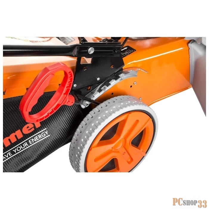 Газонокосилка Hammer Flex KMT145SB Газонокосилка бензо 277340 { 3.5лс 145см3 шир.46см выс.25-75мм травос.60л самох.мульч. }