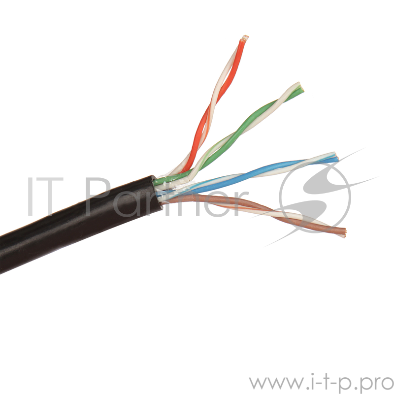 Кабель Exegate EX256749RUS Кабель UTP 4 пары кат.5e Exegate 100% медь, 24AWG, внешн. прокладка, без троса, бухта 305м, черн., PE