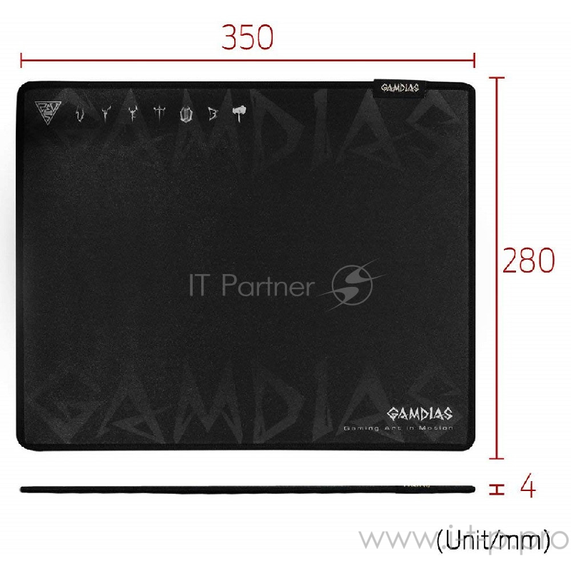 Gamdias NYX SPEED (M) игровой коврик для мыши (350 x 280 x 4, прострочка, Ткань, Природная резина)