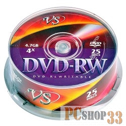 Диски DVD-RW 4.7Gb VS 4х 25 шт Cake Box