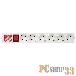Фильтр-удлинитель Power Cube 5,0 м 6 розеток (серый) 10А/2,2кВт