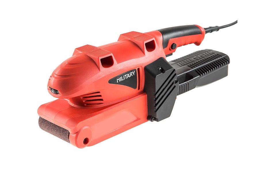 Шлифовальные машины MILITARY BS600 Шлиф. машинка ленточная 403853 { 600Вт, 170-250м/мин, 457х75мм, струбцины (2шт.) }