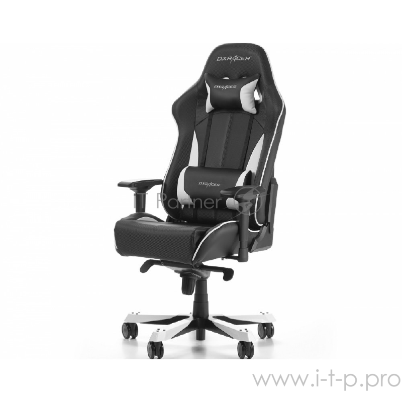 Игровое кресло DXRacer King чёрно-белое (OH/KS57/NW, экокожа, регулируемый угол наклона)