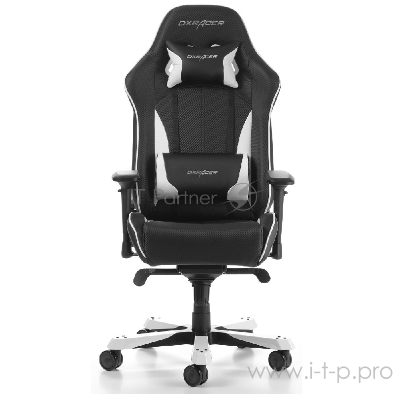 Игровое кресло DXRacer King чёрно-белое (OH/KS57/NW, экокожа, регулируемый угол наклона)
