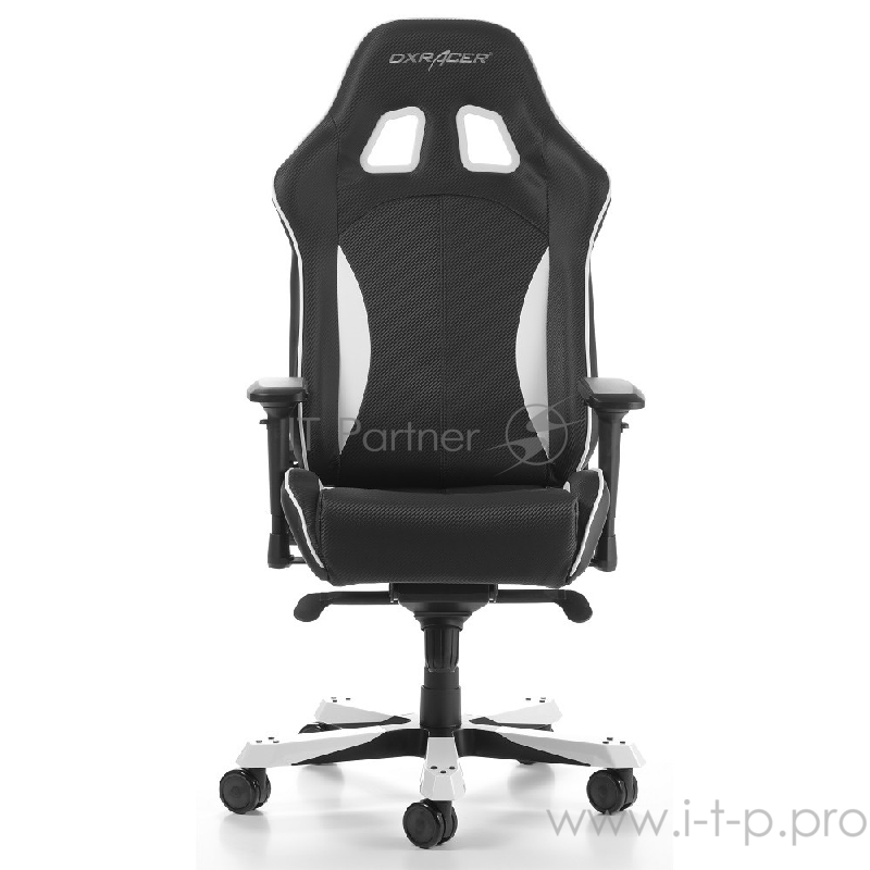 Игровое кресло DXRacer King чёрно-белое (OH/KS57/NW, экокожа, регулируемый угол наклона)