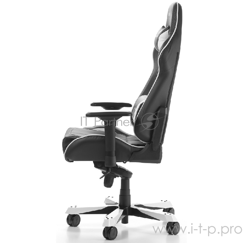 Игровое кресло DXRacer King чёрно-белое (OH/KS57/NW, экокожа, регулируемый угол наклона)