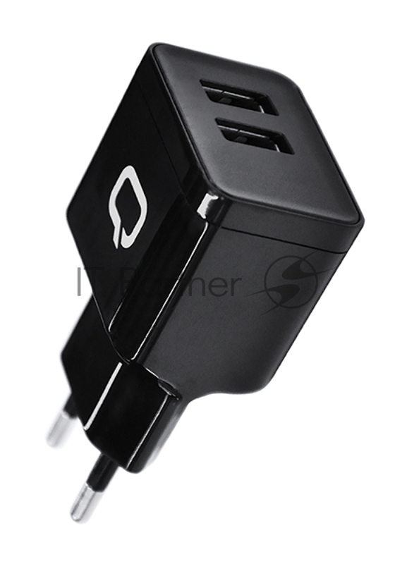 Сетевое зарядное устройство Qumo Energy (Charger 0061), 2 USB, 3.1A, черный