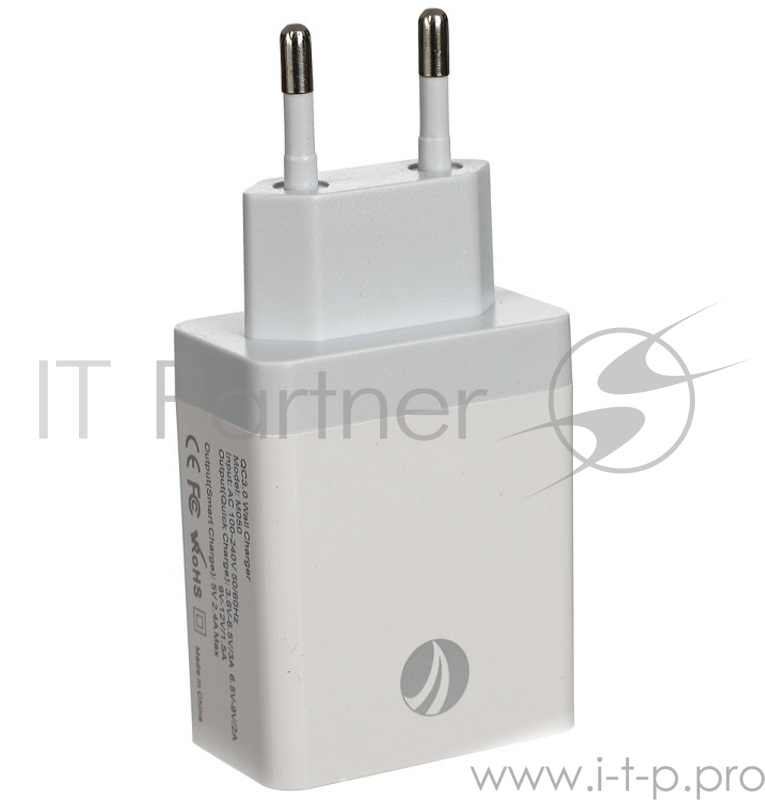 Зарядное устройство 2 порта AC (EU Plug 100-220V) -> USB, IC, Quick Charge 3.0 VCOM <M050/CA-M050>