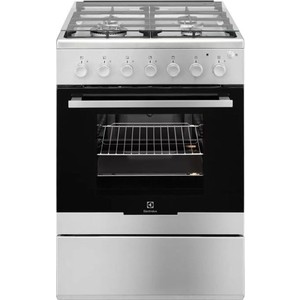 Газовая плита Electrolux EKG96118CX с газовой духовкой и электрическим грилем, 60см шириной, нержавеющая сталь, газовая духовка с электрическим грилем, электрический гриль, механический таймер с подачей звукового сигнала, 2 режима, чугунные держатели