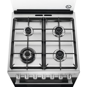 Газовая плита Electrolux EKG96118CX с газовой духовкой и электрическим грилем, 60см шириной, нержавеющая сталь, газовая духовка с электрическим грилем, электрический гриль, механический таймер с подачей звукового сигнала, 2 режима, чугунные держатели