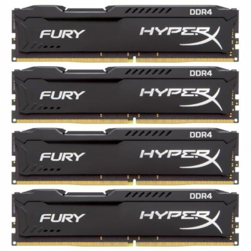 Модуль памяти Kingston DDR4 DIMM 64GB Kit 4x16Gb HX424C15FBK4/64 {PC4-19200, 2400MHz, CL15, HyperX Fury Black}