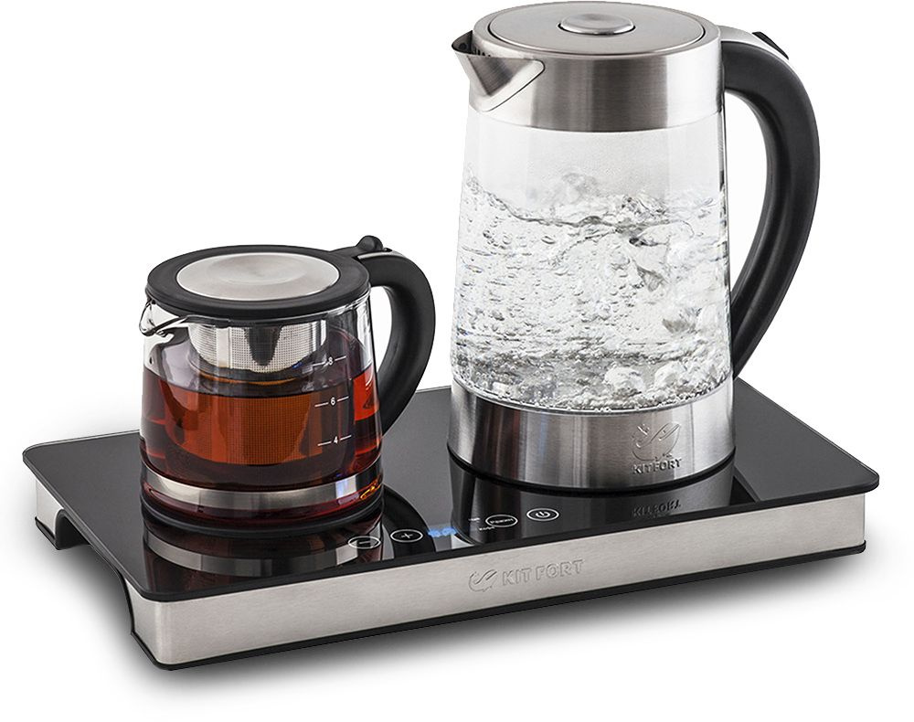 Чайный набор Kitfort КТ-635 1.7л. 2200Вт черный (корпус: стекло)