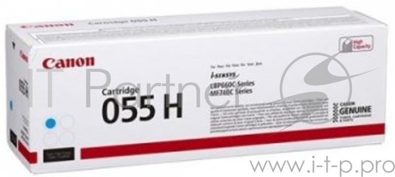 Тонер Картридж Canon 055 H C 3019C002 голубой (5900стр.) для Canon MF645Cx/MF643Cdw/MF641Cw/LBP62
