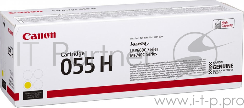Тонер Картридж Canon 055 H Y 3017C002 желтый (5900стр.) для Canon MF645Cx/MF643Cdw/MF641Cw/LBP62