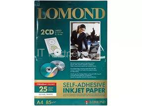Самоклеящаяся фотобумага LOMOND, глянцевая, A4, 2 шт. для CD/DVD (D117 / D18мм ), 85 г/м2, 25 листов.