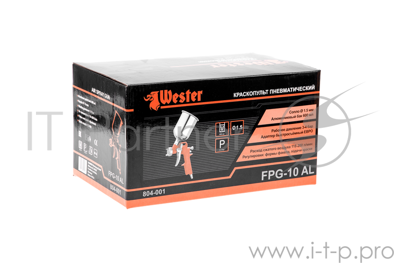 Краскопульт WESTER FPG-10AL HP, сопло: 1.5 мм, макс. 200 л/мин, бак: 0.6 л