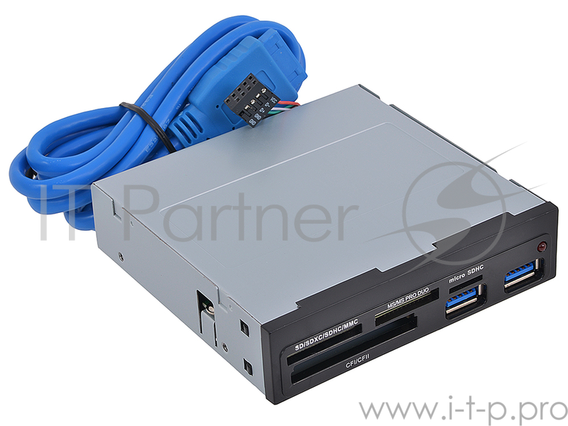 Устройство считывания USB 2.0 Card reader SDXC/SD/SDHC/MMC/MS/microSD/xD + 2 порта USB 3.0 (черный) GR-152UB