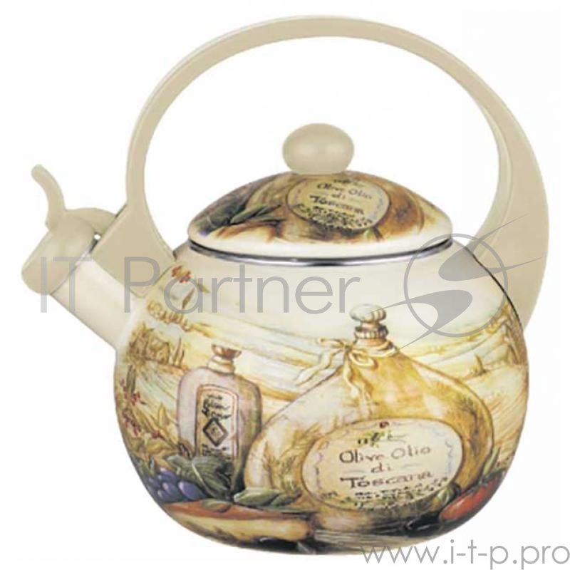 Чайник ZEIDAN, Z-4190, эмалир. со свистком 2,5л 2.5 л, эмалированная сталь, бакелитовая ручка, наружное покрытие - эмаль с рисунком. Подходит для индукции. Подарочная упаковка.