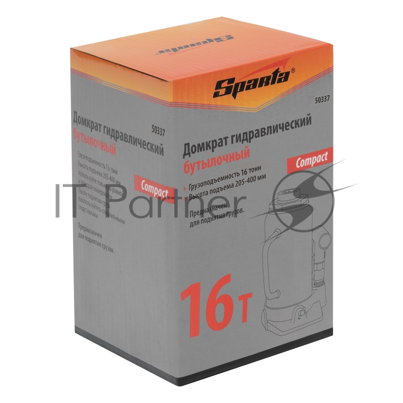 Домкрат SPARTA 50337 гидравлический бутылочный 16 т h подъема 205-400мм compact