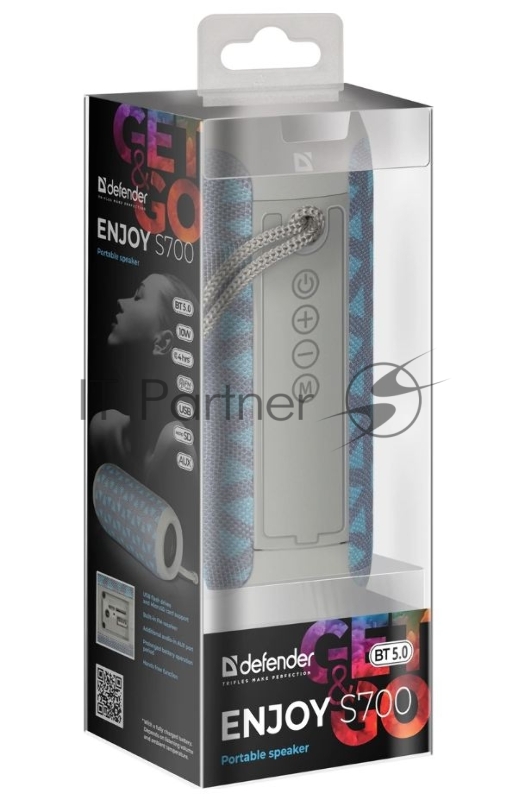 Колонки DEFENDER ENJOY S700 1.0 bluetooth синий,10Вт, BT/FM/TF/USB/AUX