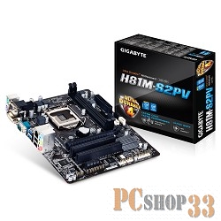 Материнская плата Gigabyte GA-H81M-S2PV (V3.0) RTL {LGA1150, H81, DDR3, PCI-E, SATAII/SATAIII, DVI, D-Sub, DP, mATX (uATX)}