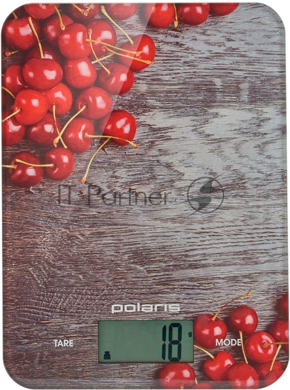 Весы кухонные электрон POLARIS PKS1046DG Cherry 10 кг, стекло