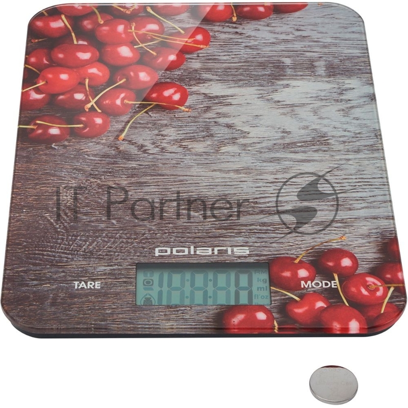 Весы кухонные электрон POLARIS PKS1046DG Cherry 10 кг, стекло